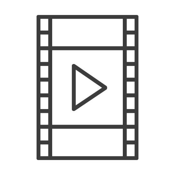 Stilisierte Filmrolle mit Playbutton in grau