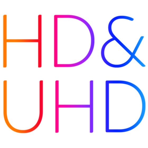 Schriftzug "HD und UHD" in Spektrumfarbe