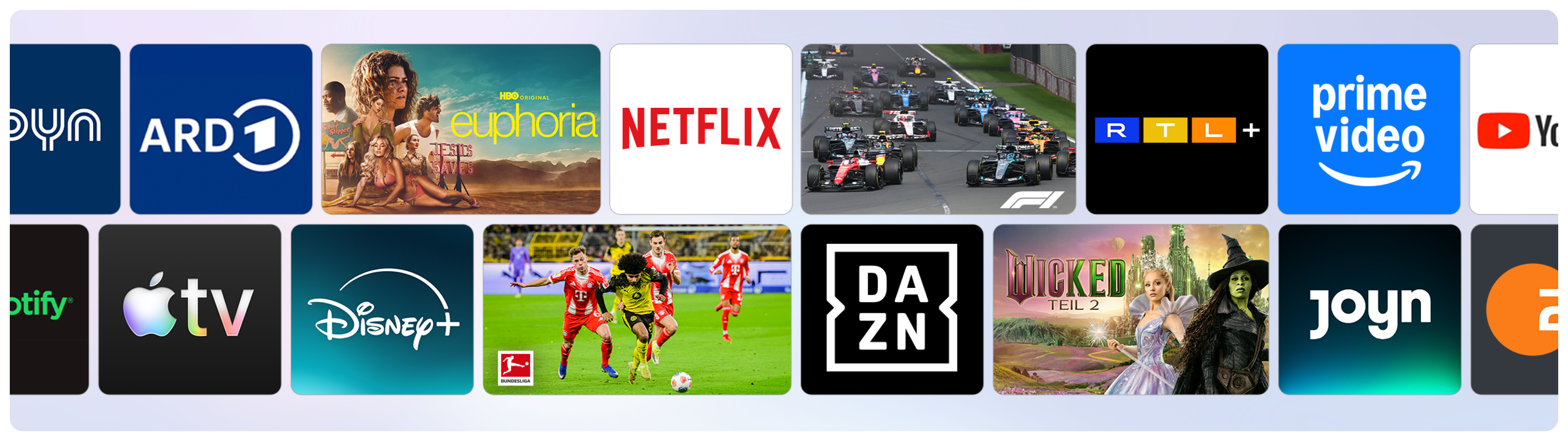 Zusammenstellung einer App- und Contentübersicht.