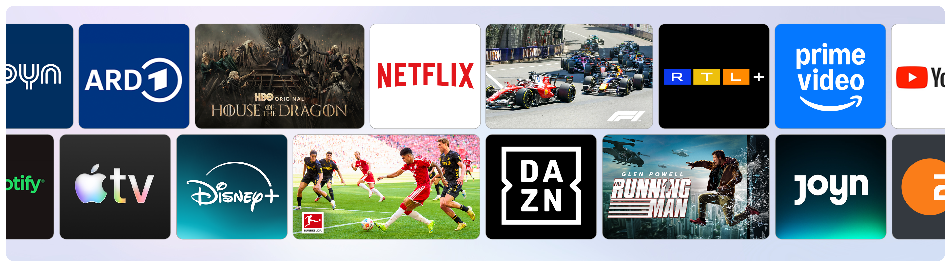 Zusammenstellung einer App- und Contentübersicht.