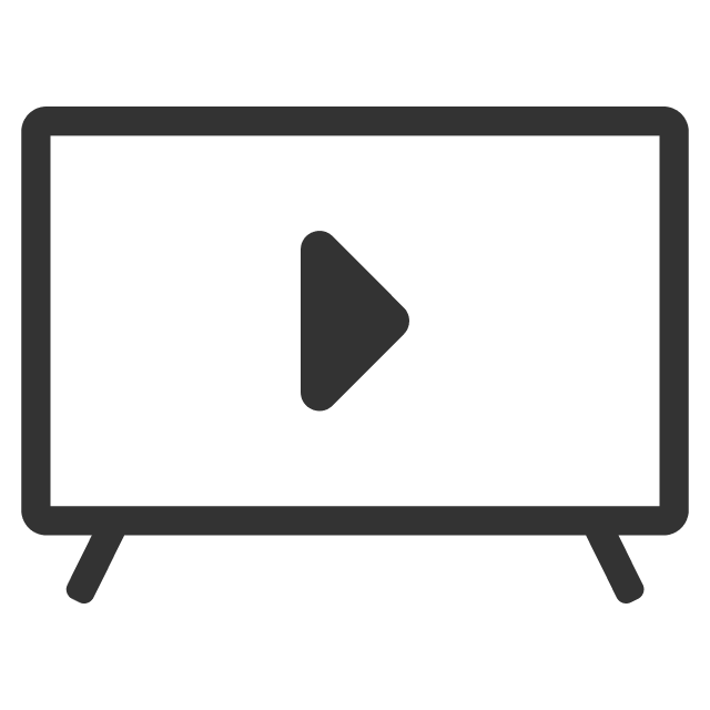 Stilisierter Fernseher mit Playbutton im Display