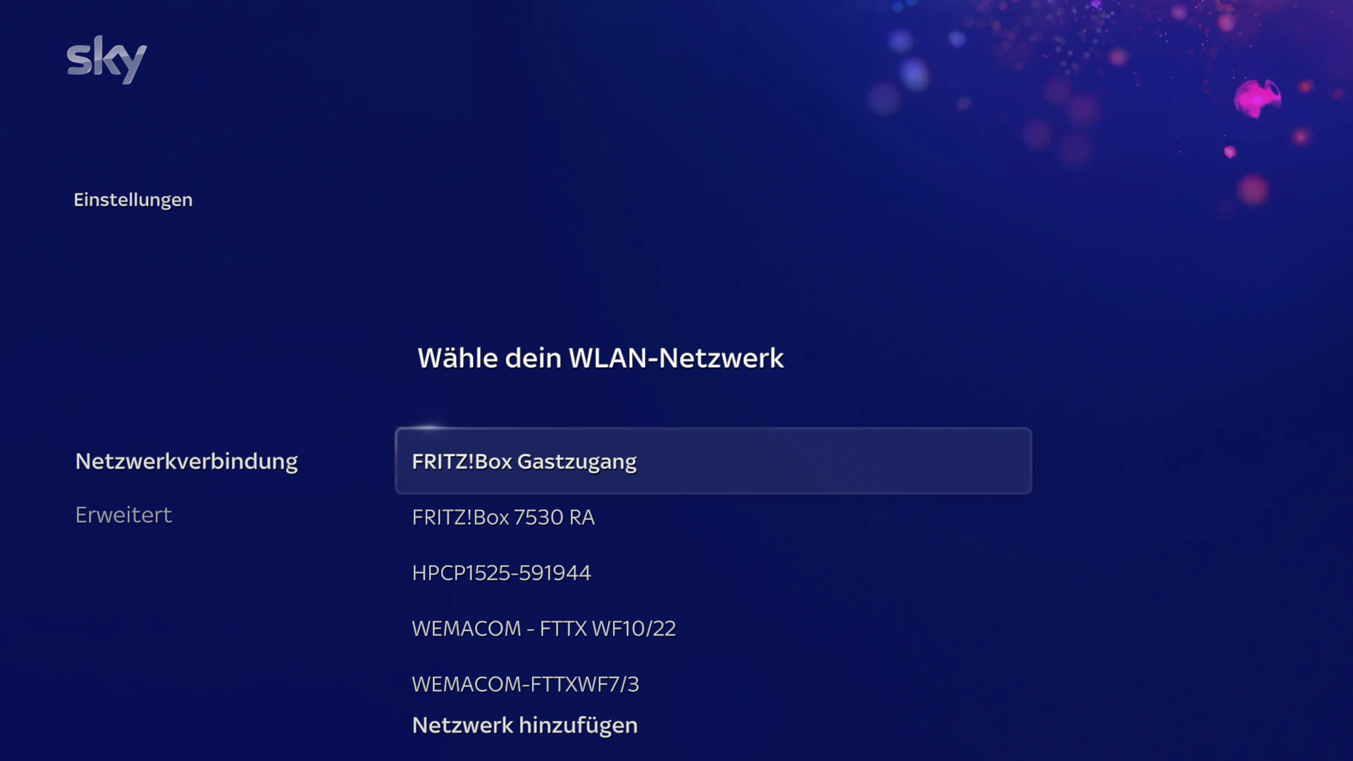 sky_stream_einstellungen_netzwerk_mit_wlan_verbinden_auswahl_wlan_netzwerk